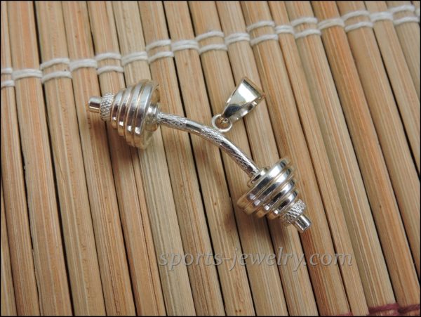 Barbell pendant silver necklace