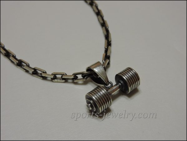 Dumbbell pendant silver Workout Jewelry