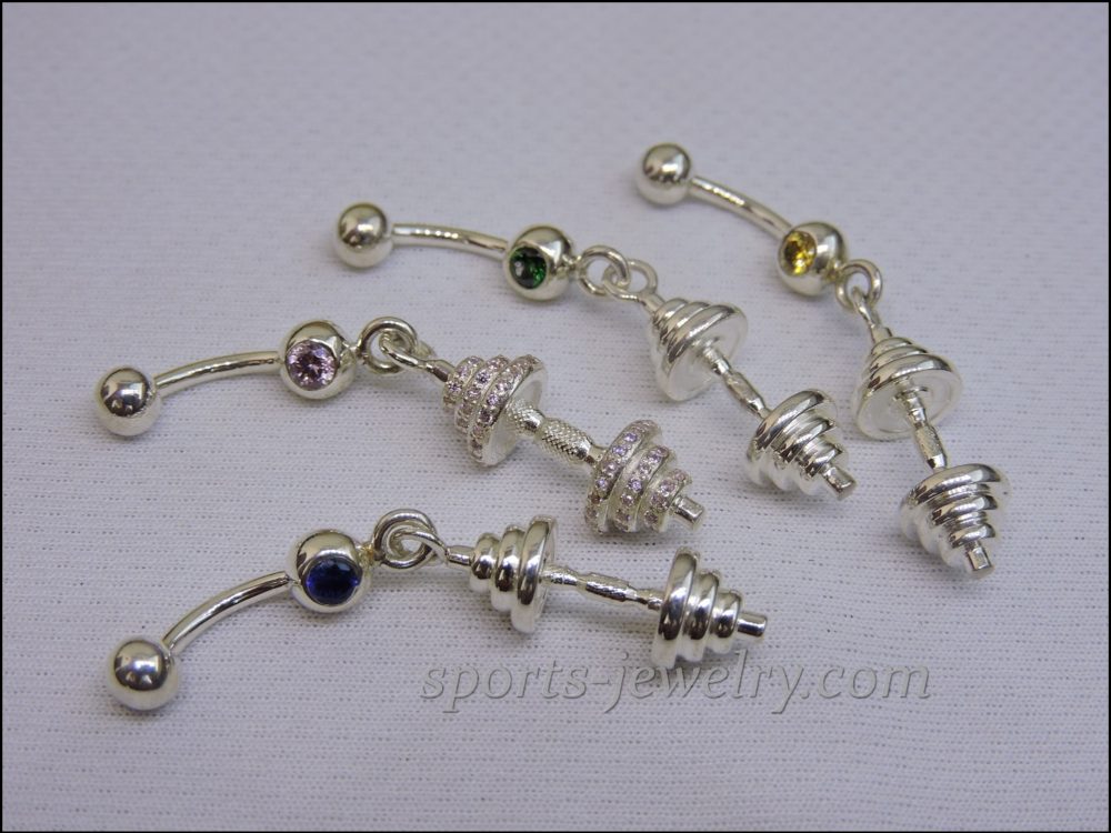 Dumbbell piercing Crossfit jewelry