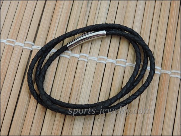 Leather cord chain silver