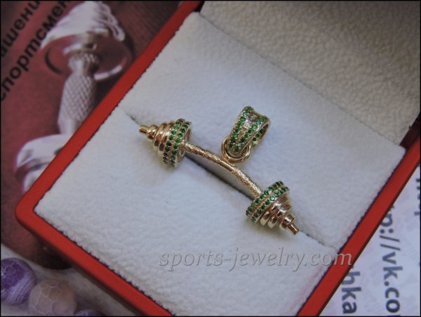 Sports gift Barbell pendant gold