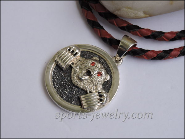 Powerlifting jewelry Bear pendant Weightlifting necklace