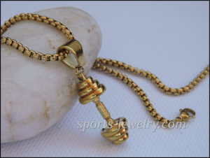 Dumbbell necklace Gold