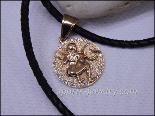 Fitness gifts for her Gold Weight plate pendant