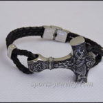 Bracelets stainless steel leather Thor hammer