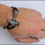 Bracelets stainless steel leather Thor's hammer