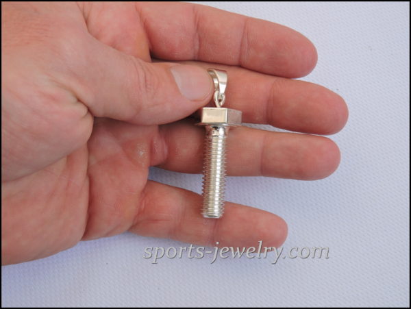 Necklace Silver bolt, screw, pin pendant
