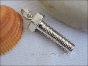 Silver bolt, screw, pin pendant Gift to mechanic