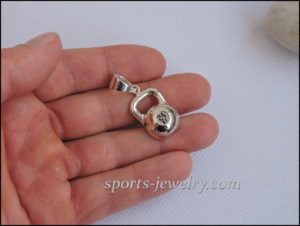 Silver kettlebell pendant Sport jewelry