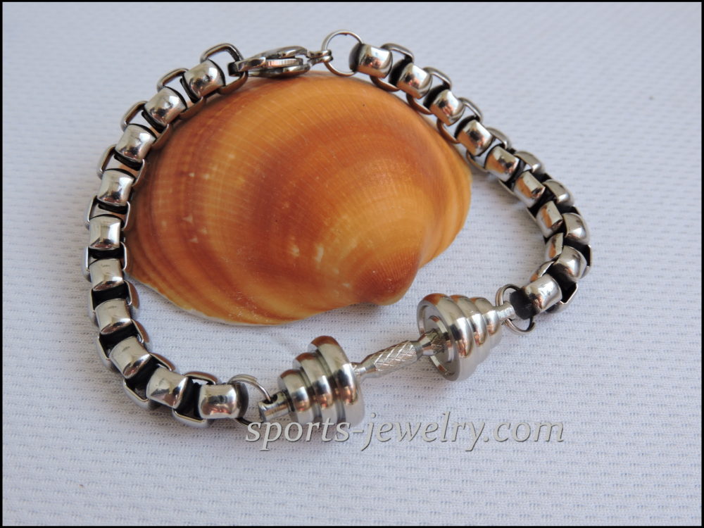 Dumbbell bracelet Gifts for sporty girls Silver
