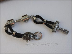 Thor's hammer bracelet leather cord