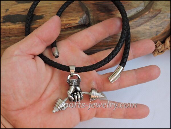 Dumbbell in hand pendant gift to a man