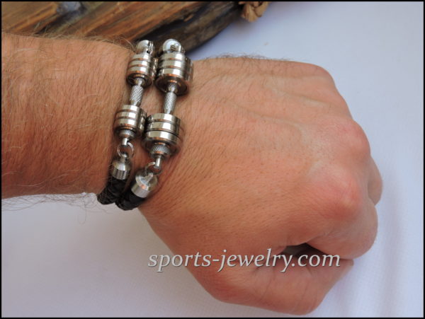 Sport bracelet leather stainless steel Fitness gift 02