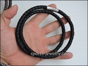 Wide leather cord Black